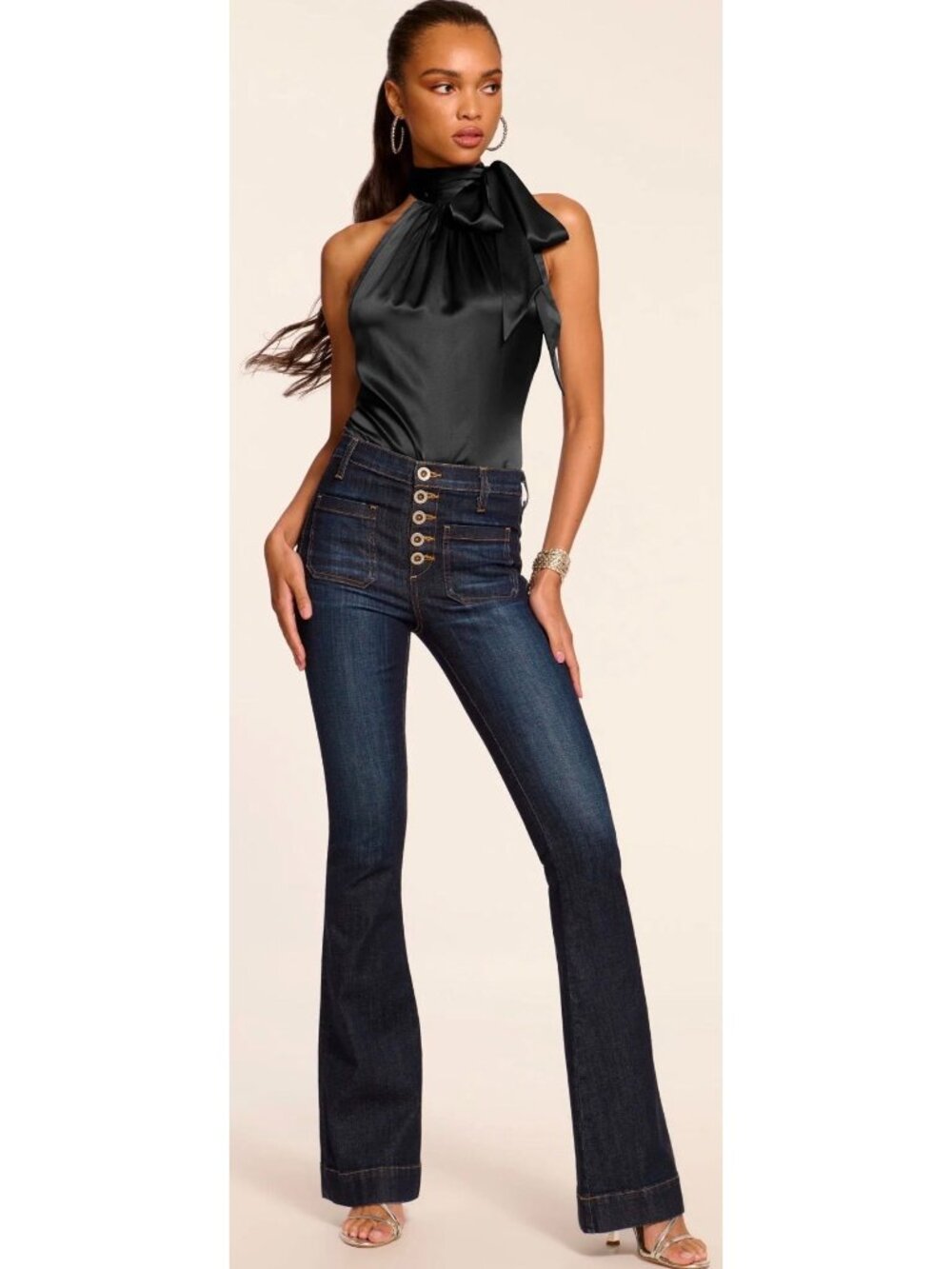 NWT Ramy Brook Cindy High Rise Flare Jean Dark Wash Size US 23 $275 [jb] - Picture 2 of 9